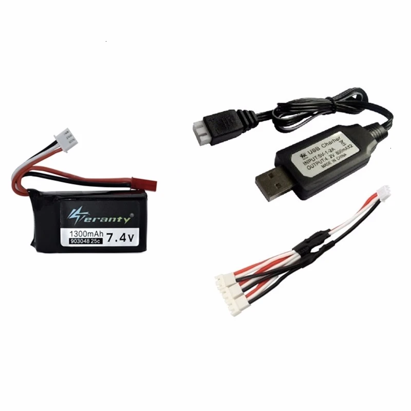 Обновленная батарея 7,4 в 1300 мАч LiPo+ зарядное устройство для Wltoys V353 A949 A959 A969 A979 k929 Дрон батарея для RC автомобилей вертолетов лодки - Цвет: Зеленый