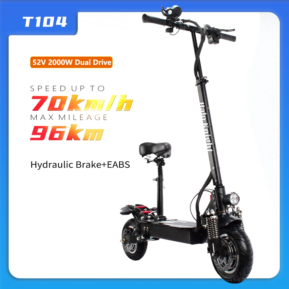 EU Stock Halo Knight T104 электрический скутер 52 в 2000 Вт 70 км/ч с гидравлическим тормозом