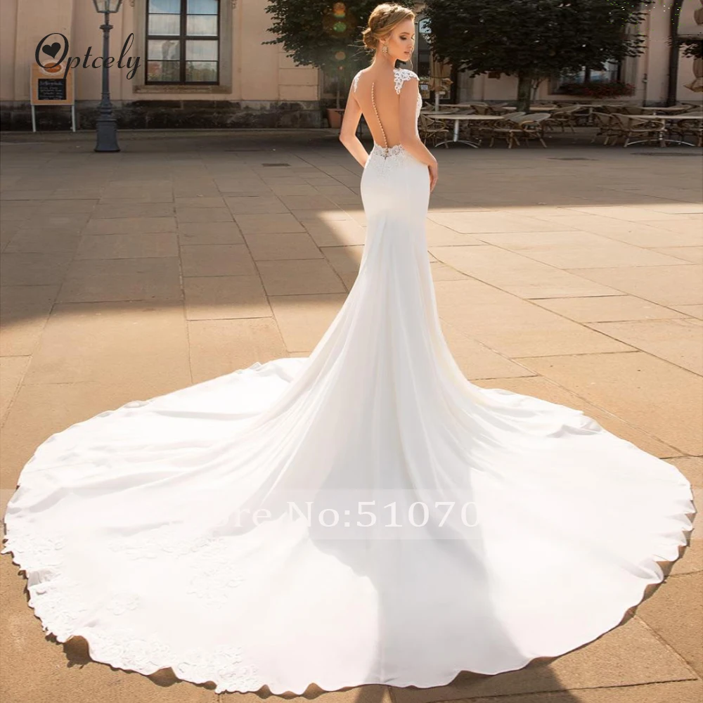 Optcely свадебное платье привлекательный v-образный вырез с рукавами-крылышками Съемный Тюль Русалка развертки поезда аппликации бисером платья принцессы