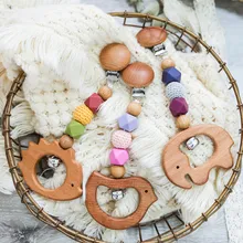 Best Offers 1pc Baby Teether Wooden Pram Clip Baby Mobile Pram Silicone Bead Pacifier Chain Chewable Silicone Rattle Play Gym Music Baby Toy
