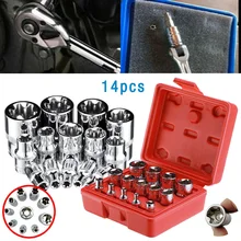14pcs E Torx Star Female Bit Socket Set 1/2 3/8 1/4 Inch Drive E4 -E24 Durable Alloy Steel Structure Car Accessories 5pcs e socket sockets 1 4 inch 6 3mm torx star bits chromium vanadium steel female socket nuts set e4 e5 e6 e7 e8 hand tools