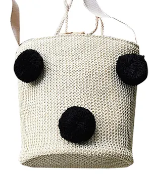 

QZUnique Women's Straw Handbag Drawstring Bag Tote Bag Satchel Straw Drawstraing Bucket Bag