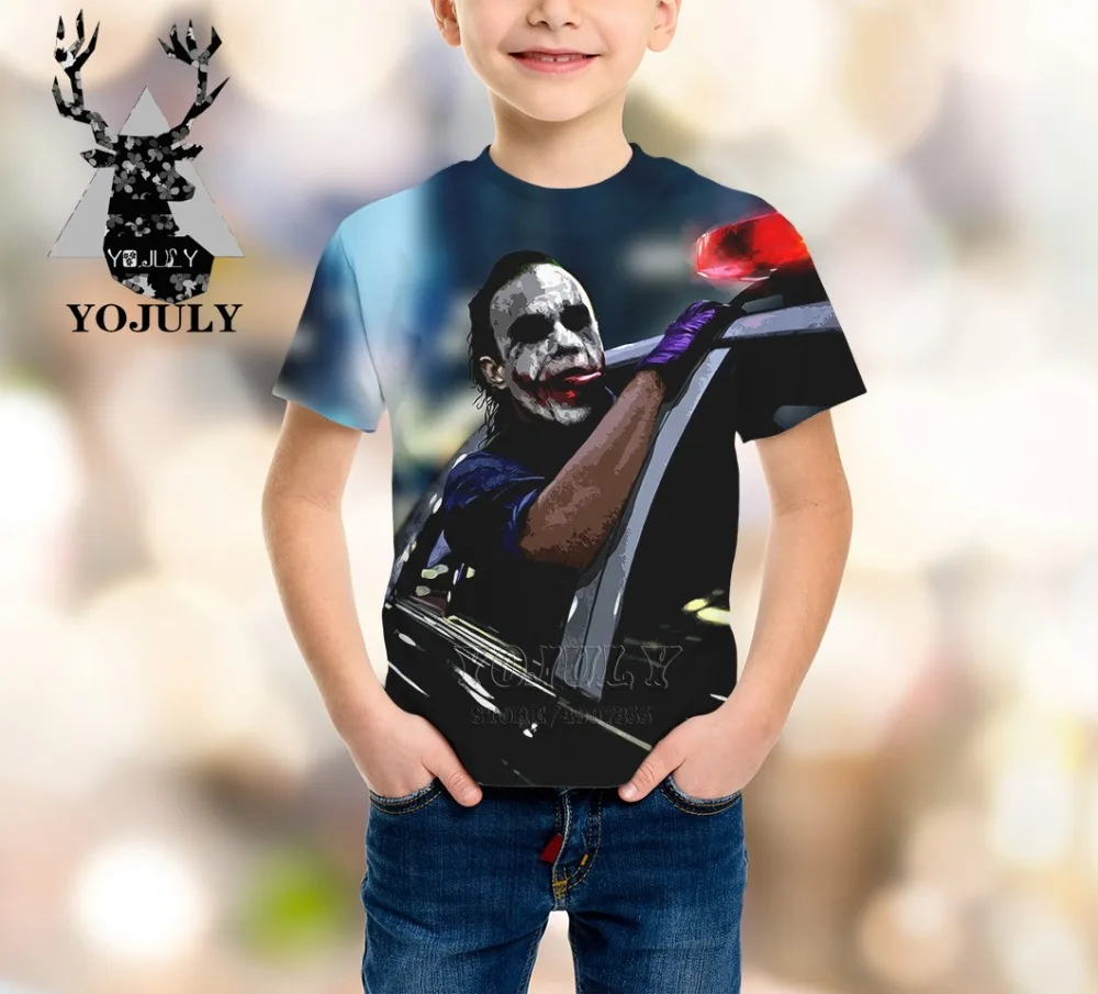 YOJULY/Новинка, детская одежда с 3d принтом из фильма «Джокер клоун» для маленьких мальчиков и девочек-подростков детская футболка горячая Распродажа, модные футболки Modis, A209