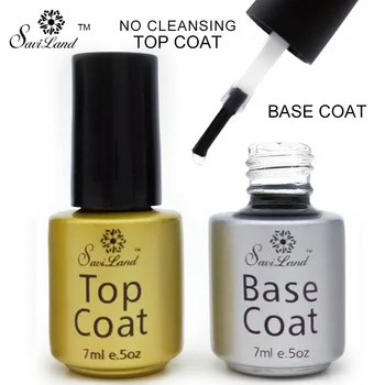 

Saviland Semi Permanent Top Coat Top It Off + Base Coat Foundation for UV Led Nail Gel Polish Soak-off Gel Varnish