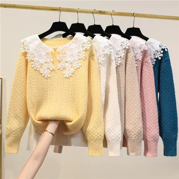 

Lace Baby collar sweater for women in autumn and winter