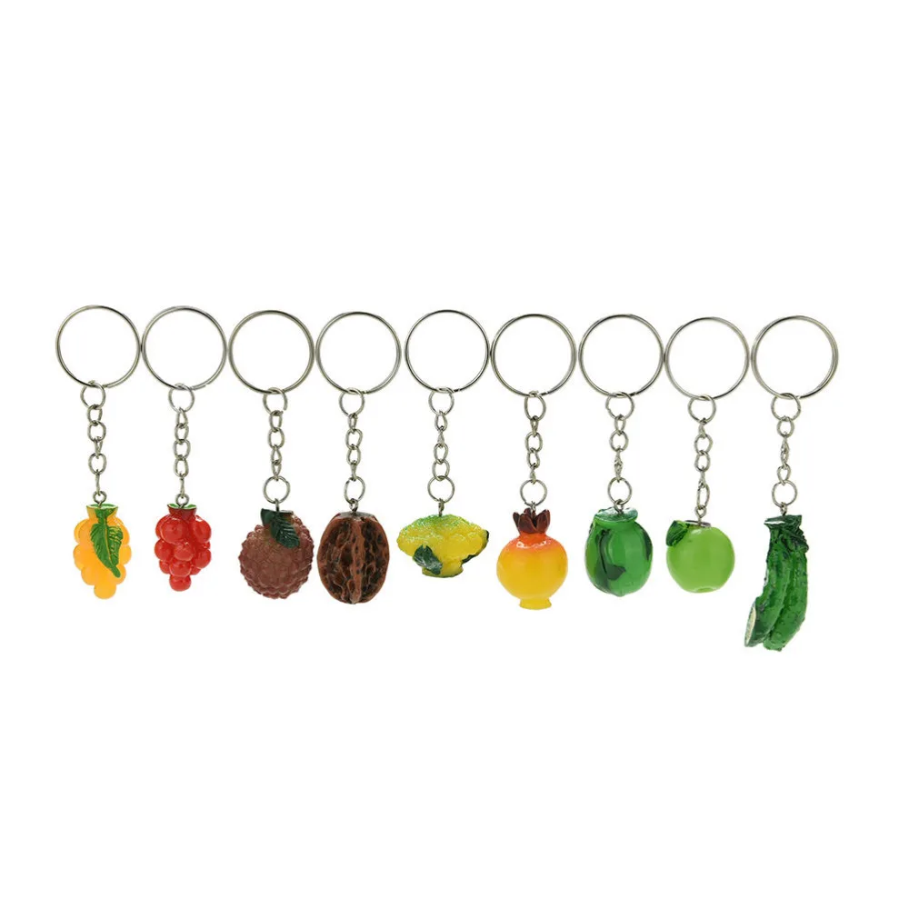 1Pc Fruit Keychain Vegetables Apple Banana Keyring Corn Mushrooms Key Ring Key Chain For Gifts Food Keychains Randomly Send