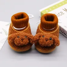 Bottes d'hiver antidérapantes pour bébé, chaussures pour nouveau né, en coton épais, en velours, mignon, motif de dessin animé