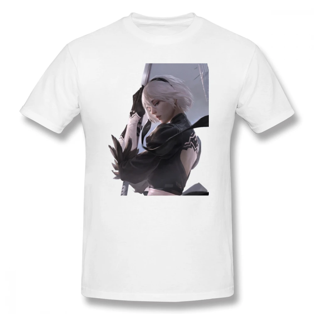 

Nier Automata Baby 2b Follow off white Men's Basic Short Sleeve T-Shirt 100 Percent Cotton Graphic Tshirt