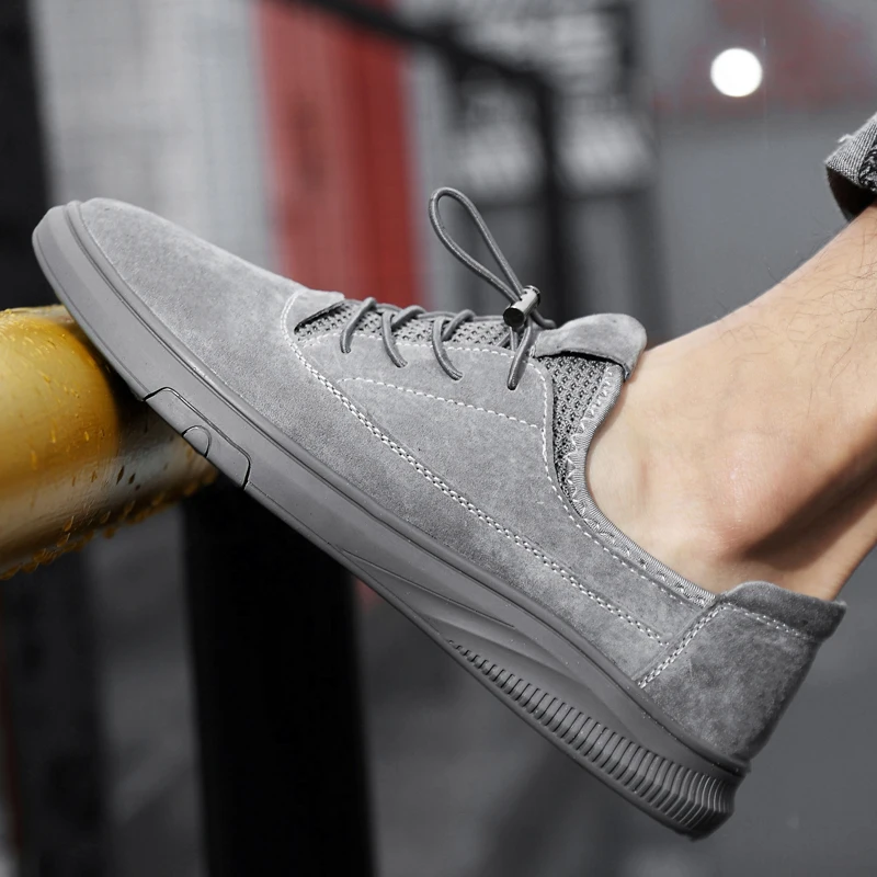 Fashion genuine Leather Shoes For Men New Slip On Loafers outdoor Casual Driving Wide Business men Sneaker Male | Обувь