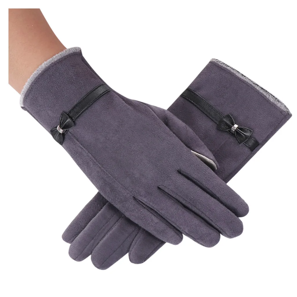 Дизайн, модные женские зимние теплые флисовые теплые перчатки с заячьими ушками из мультфильма, утолщенные теплые варежки, перчатки для телефона - Цвет: Dark Gray C