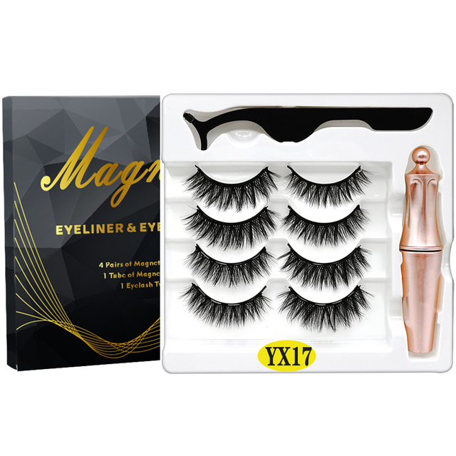 8PCS 2022 New 5 Magnet Magnetic Eyeliner 3D Kit Mink Eyelashes Natural with False Lashes with Tweezers