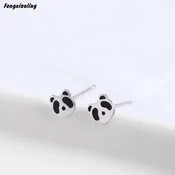 

Fengxiaoling New Fashion 100% Genuine 925 Sterling Silver Black Panda Stud Earrings For Women Fine Jewelry Cute Accessories 2020