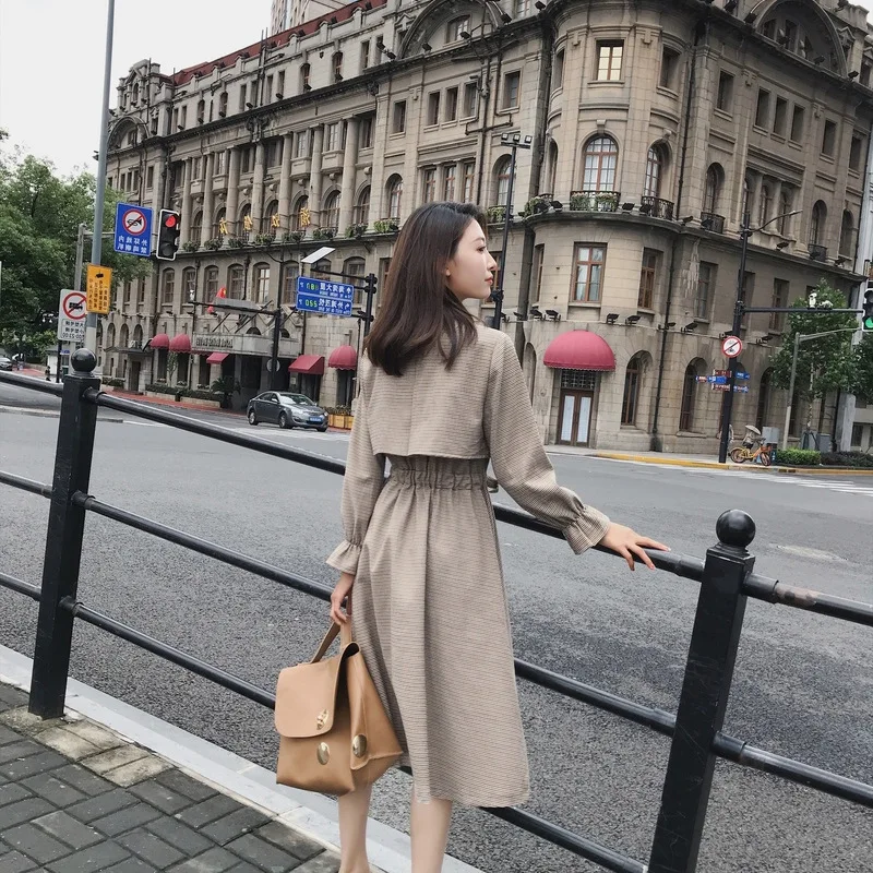 

2019 Early Autumn New Style WOMEN'S Dress Long Sleeve Spring And Autumn Women's Mid-length over-the-Knee England Elegant Western