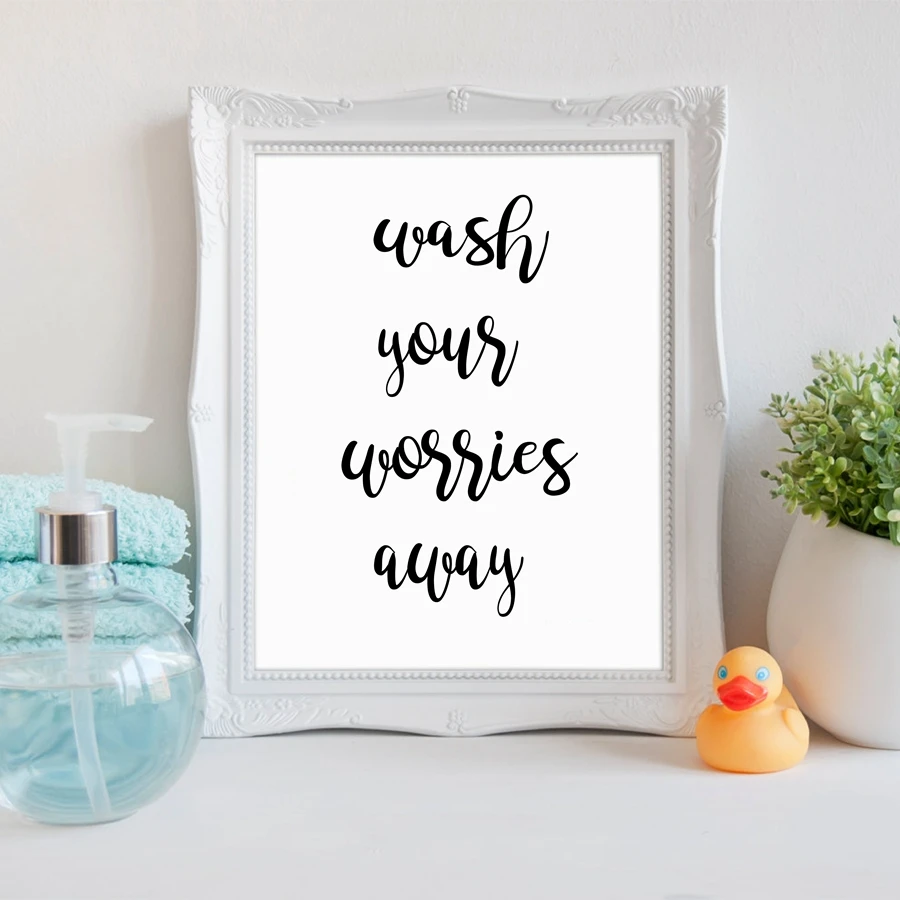 Wash-Your-Worries-Away-Quote-Wall-Art-Canvas-Print-And-Poster-Bathroom-Prints-Canvas-Painting-Home (1)