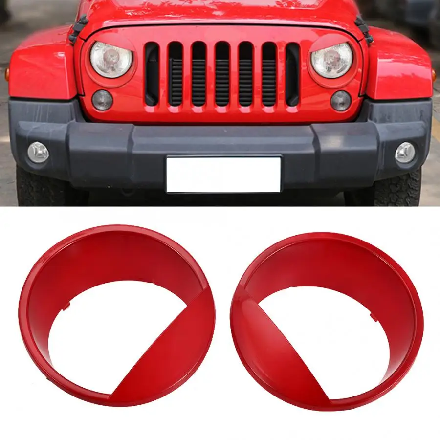 1 пара ABS красная крышка фары кольцевая фара накладка протектор подходит для Jeep Wrangler 2007- стайлинга автомобилей