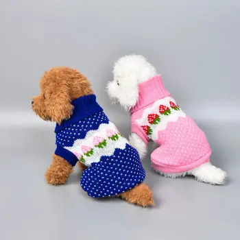 Cartoon Cat Dog Clothes Warm Christmas Sweater For Small Yorkies Chihuahua Winter Pet Cat Clothing Coat Knitting Crochet Apparel 3