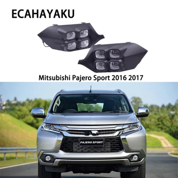 

ECAHAYAKU Car Accessories ABS 12V LED Daytime Running Light CAR DRL Lamp For Mitsubishi Pajero Sport 2016 2017 driving fog light