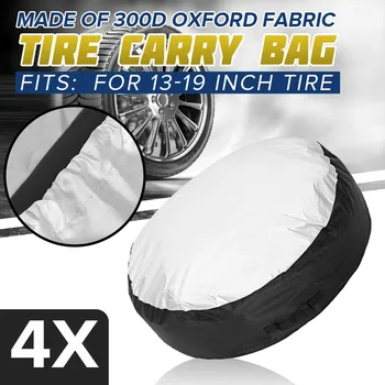 

4pc winter Universal Car Tire Case Cover 13-19"/16-20" Spare Wheel Dustproof Cover Case Storage Carry Bags Oxford Cloth