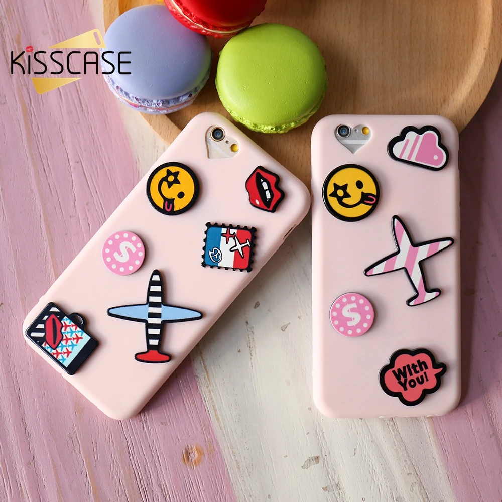KISSCASE 3D Cartoon Pink Thin Case For iPhone 7 6s 6 Plus Cute Soft TPU Lover Silicone Cover X XR XS Max Fundas | Мобильные телефоны