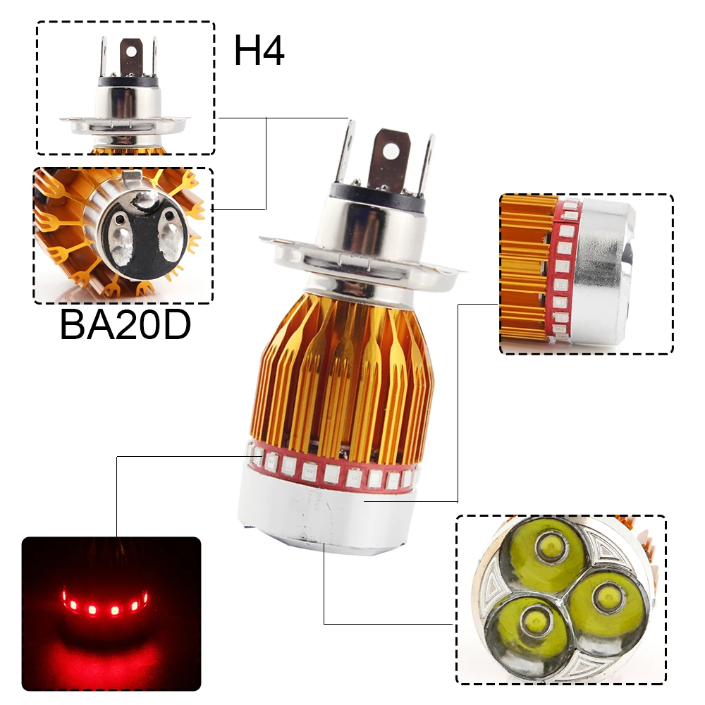 1 шт. RGB DC 9 80 в стробоскоп Вт белый Hi Low Beam H6 BA20D H4 Angel Eye противотуманная лампа 900LM
