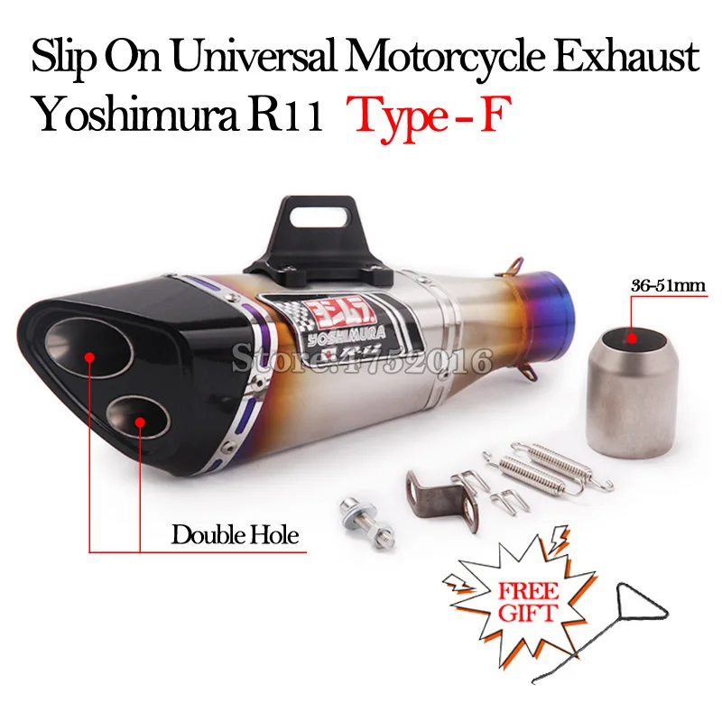 51 мм Универсальный Мотоцикл выхлопная труба Yoshimura R11 Модифицированная Escape Moto для Z650 Z900 ER6N CBR1000RR YZF R1 R3 S1000RR слипоны - Цвет: Type-F