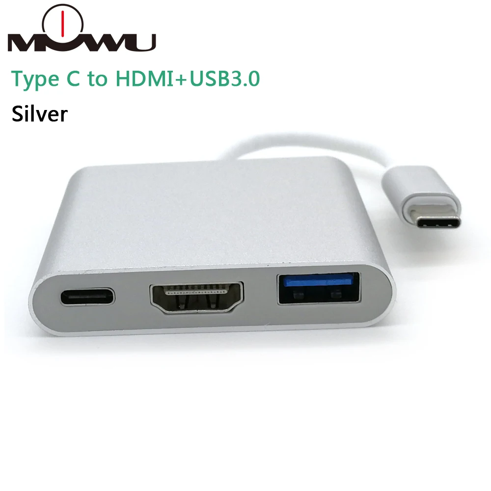 USB C концентратор type C USB 3,1 к HDMI 4K адаптер конвертер кабель 3 в 1 сплиттер для Apple Macbook Pro USB-C концентратор HDMI Поддержка 4K HD