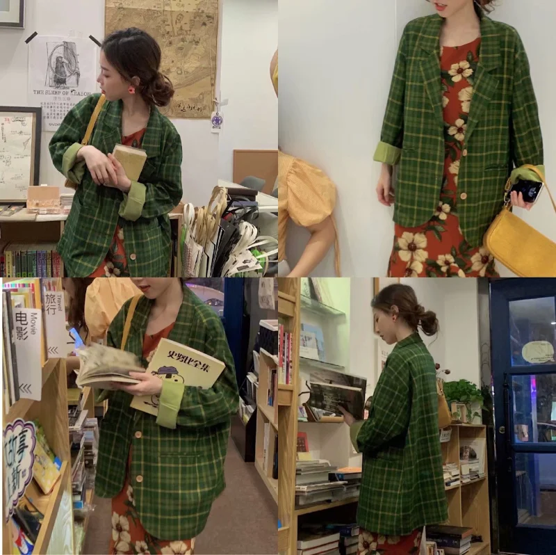 Fox Mrs. Осенняя одежда, Ретро стиль, Гонконг, аромат, свободный крой, длинный рукав, костюм, куртка, женские универсальные стройнящие Топы средней длины