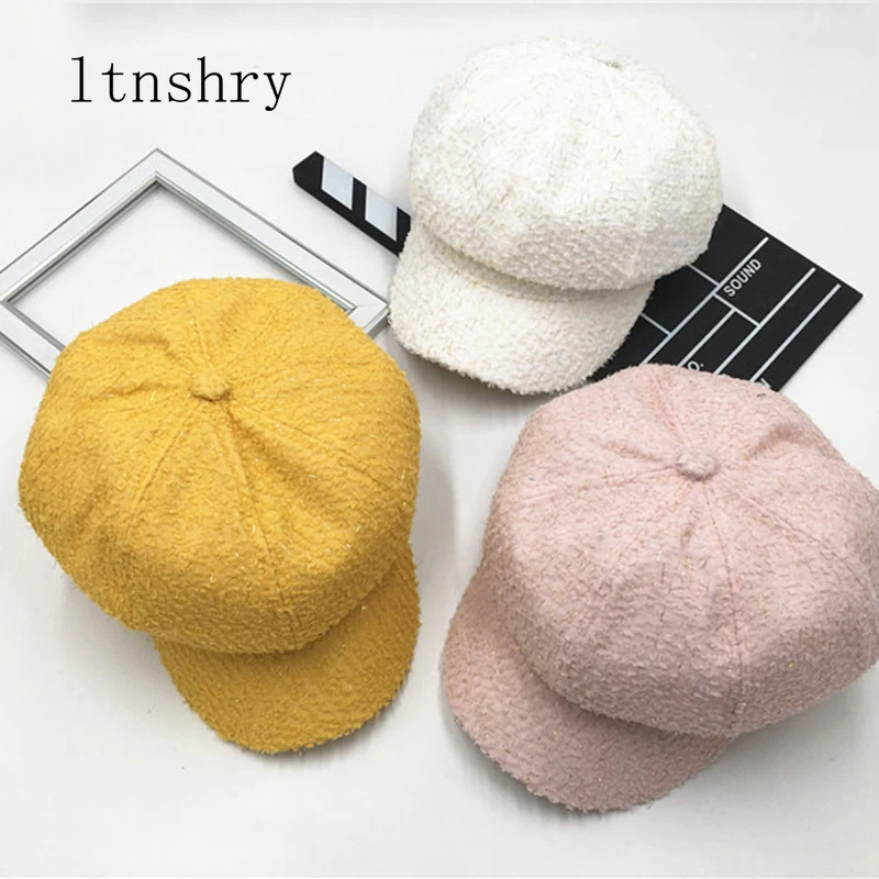 

2019 new Women Beret Autumn Winter Octagonal Cap Hats Stylish Artist Painter Newsboy Caps adjustable Black Beret Hats