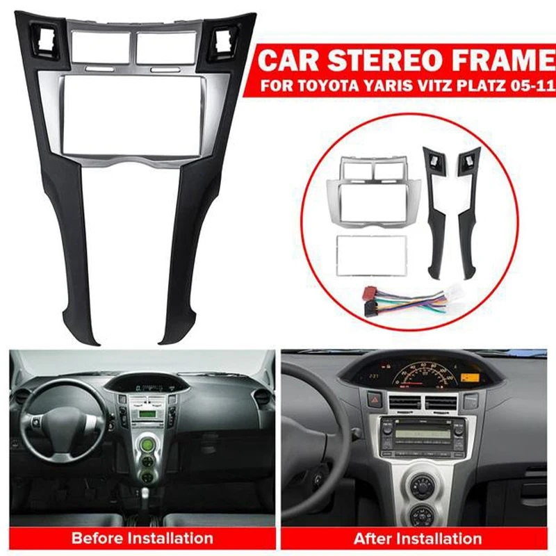Рамка для автомагнитолы 2 Din комплект отделки приборной панели Toyota Yaris Vitz Platz 2005-2011