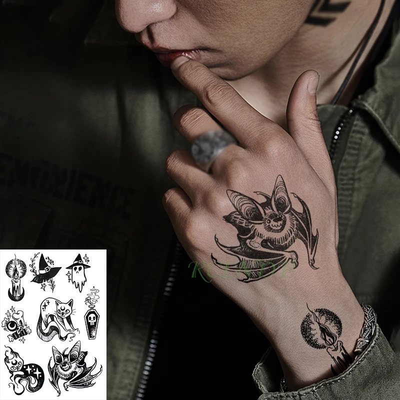 Водонепроницаемая Временная тату наклейка Grim Reaper Hell Wing Dark Angel Tatto флэш поддельные