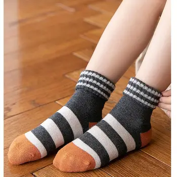 

Kids Solid Striped Cotton Thick Crew Socks Folded Cuff Children Grey Knee-high Socks Ankle Socks Warm Winter Socks 5 Pairs/lot