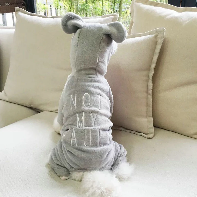Pet Dogs Sweatshirt Cotton Embroidered Letters 4 Legged Jumpsuit For Autumn Winter Sweatshirt For Large Medium Dogs