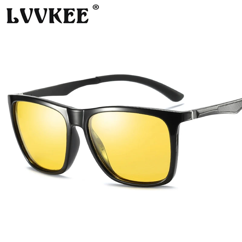 LVVKEE квадратное ночное видение поляризованные солнцезащитные очки мужские алюминиевые магниевые ножки брендовые солнцезащитные очки для женщин UV400 Солнцезащитные очки