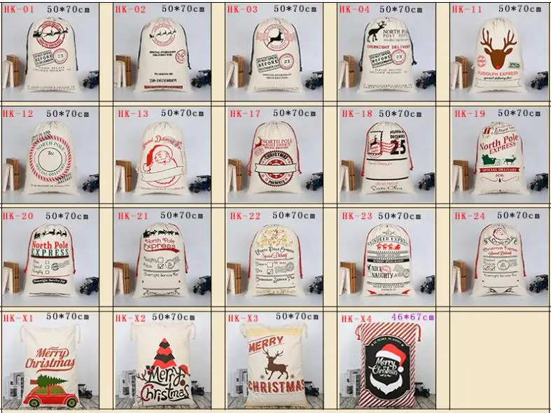 Christmas Santa Sacks 200pcs/lot Large Santa Gift Bag Drawstring Xmas Cotton Bag Stripe Canvas Candy Bags Wholesale SN1981