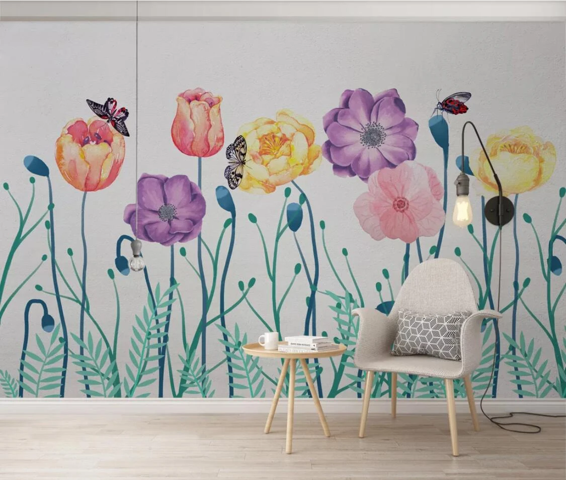 Hand Painted Watercolor Murals Poppy Flower Wallpaper Butterfly Popular  Wall Murals Painting Floral Wallpaper HD Art Wall Decor|Giấy dán tường| -  AliExpress