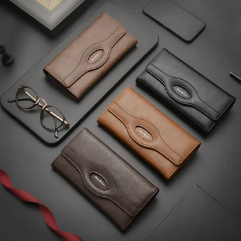 

Retro Men Wallet PU Leather Clamshell Long Wallet ID Credit Card Holder Money Phone Stroage Bag Business Wallet Dropship