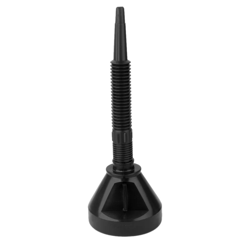 2 In 1 Black Plastic Flexible Funnel  For Oil Water Fuel Petrol Diesel