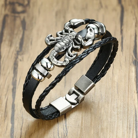 Leather Bracelet Scorpion Shape Multilayer Men's Charm Pulseras Unisex Jewelry
