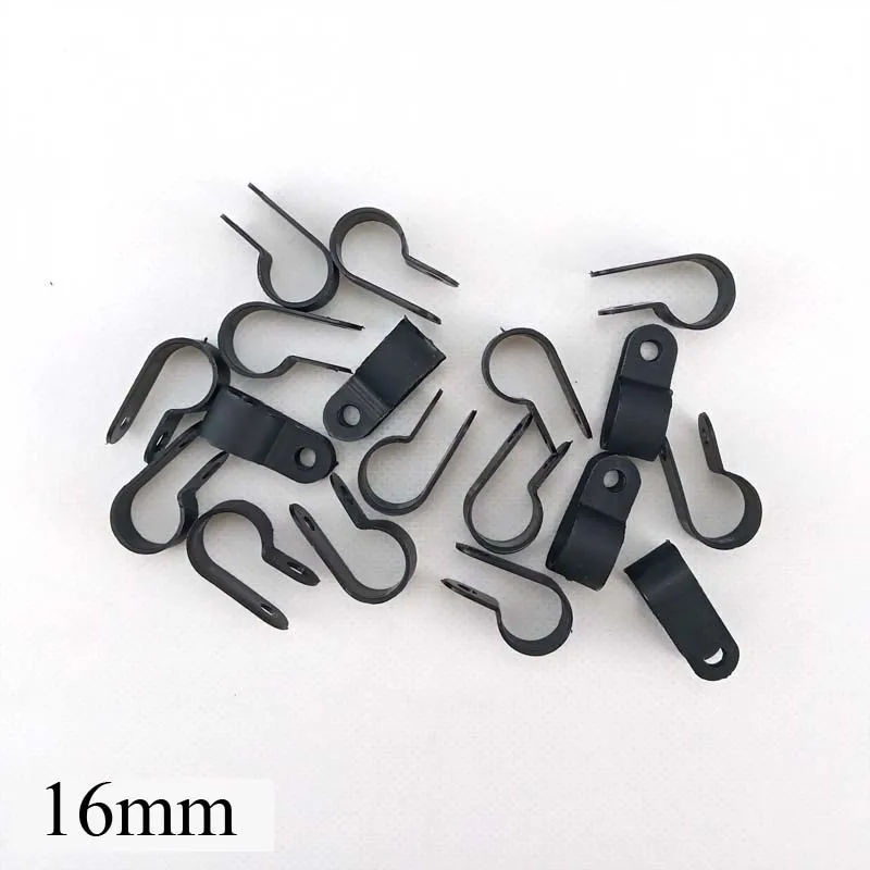 

100PCS 16mm R-Type Nylon Cable Clamp 5/8" black R-Type Cable Clamp Cable Clips