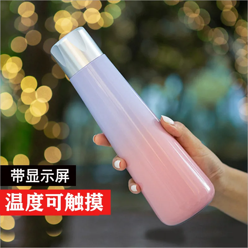 Smart thermos mug, rechargeable, timing, multi-function color temperature measuring mug, travel portable mug