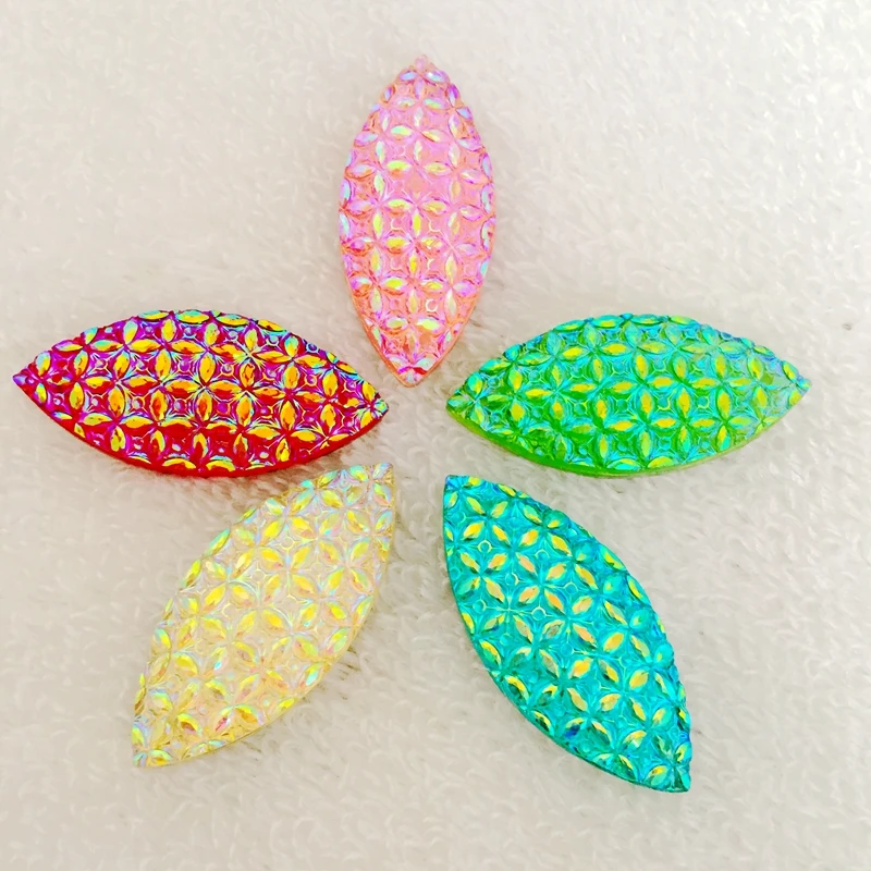 8 шт., смешанные цвета лошадиный глаз стразы из пластичного полимера sew On Stone ювелирные бусины с плоской задней частью-Y48A