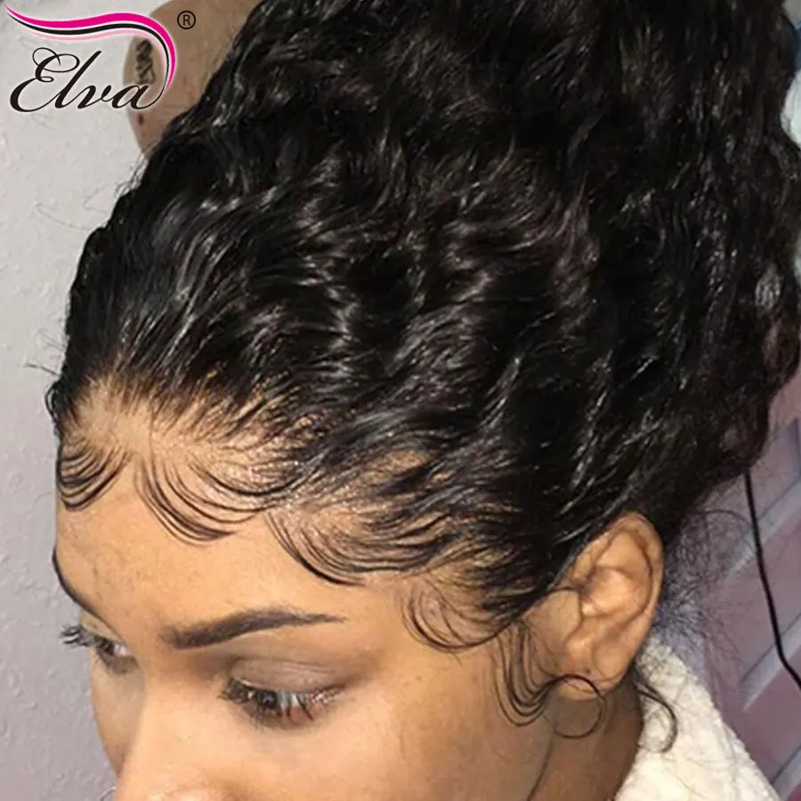 Elva волосы полностью кружевные человеческие волосы парики для черных женщин предварительно выщипанный полный парик шнурка с детскими волосами кудрявые полные парики шнурка remy Волосы