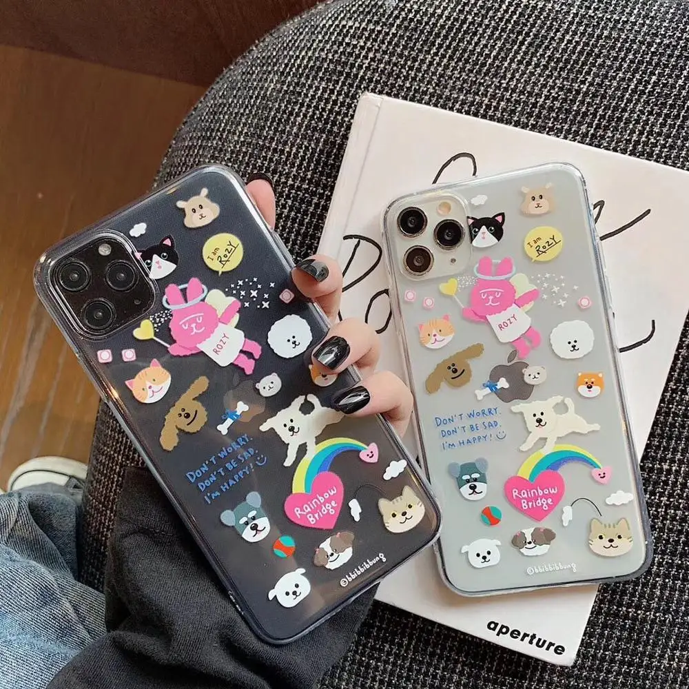 ORYKSZ Прозрачный чехол для телефона с радужной собакой iPhone 11 Pro Max s 7 8 Plus X XS XR