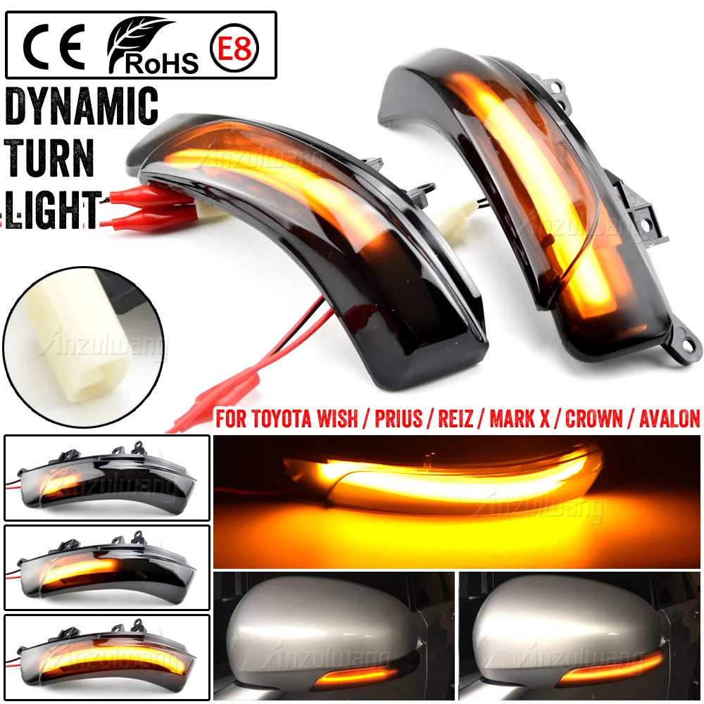 

2PCS LED Dynamic Turn Signal Light For Toyota Camry Prius REIZ Wish Mark X Crown Avalon IQ EQ EV SAI MAJESTA 2008 2009-2015