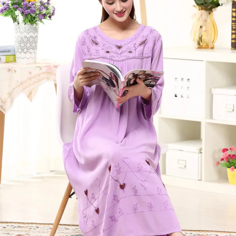 

New Seven-Sleeve Super Soft Cotton Computer Embroidery with Large Size Sleeping , Nightwear and Home Clothing