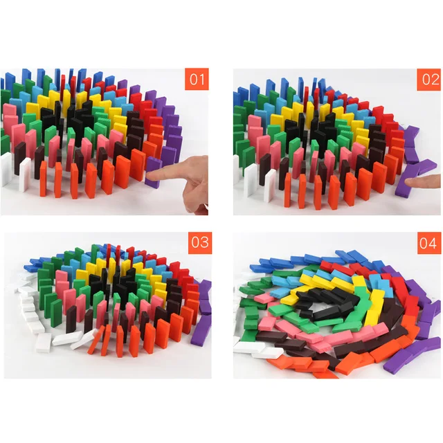 60Pcs/Set Wooden color Domino Blocks Set Game Building and Stacking Toy Blocks Dominoes Games Educational Toys gift Children YJN 2