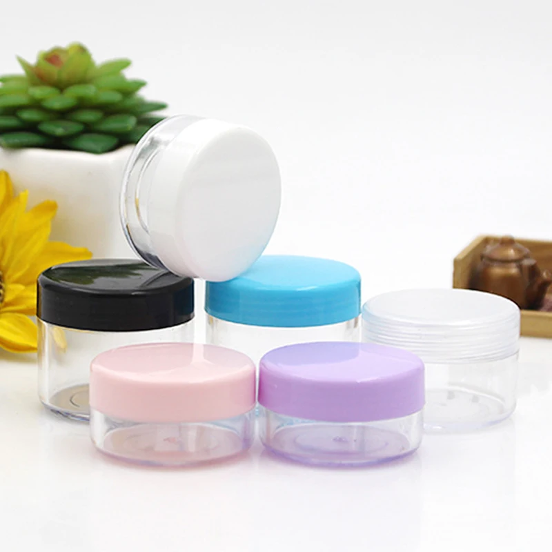 100pcs 10g 15g 20g Portable Transparent Small Bottle Cosmetic Sample Containers Empty Eyeshadow Lip Balm Face Cream Storage Jar