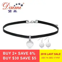 DAIMI 925 Серебряный ювелирный набор 12-13 мм пресноводный жемчуг-Монетка колье ожерелье, висячие серьги, Мода Instagram стильные ювелирные изделия