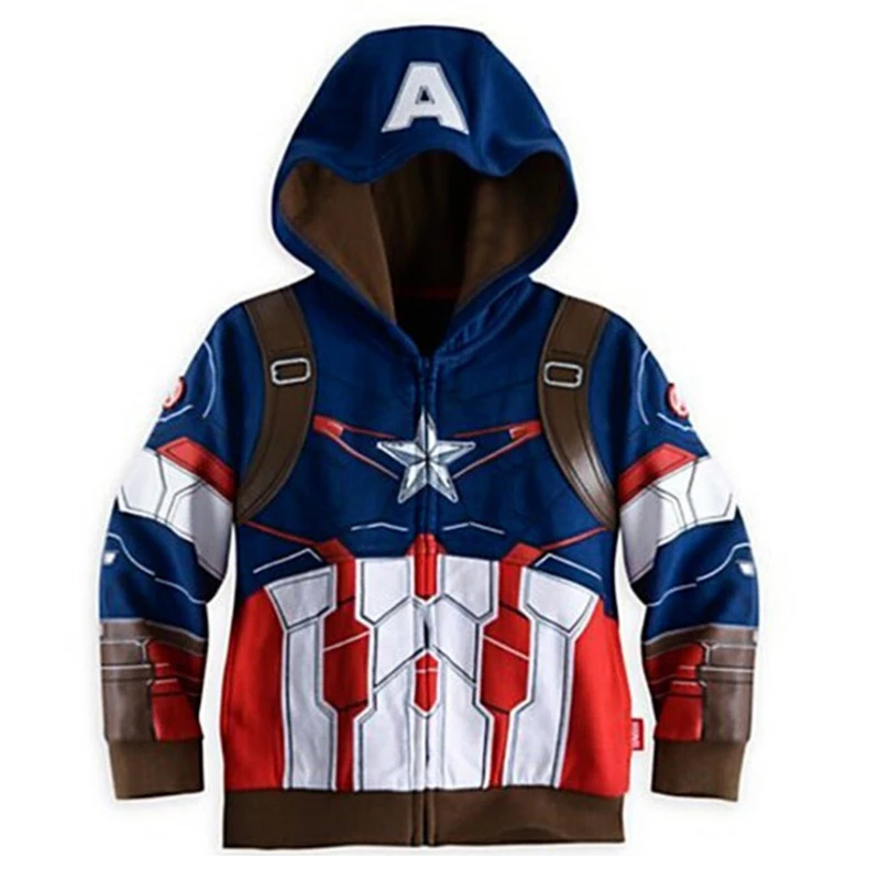 Kids Hoodie Sweatshirts Marvel Hulk Spider-Man Captain America Avengers Cartoon Zipper Hoodie