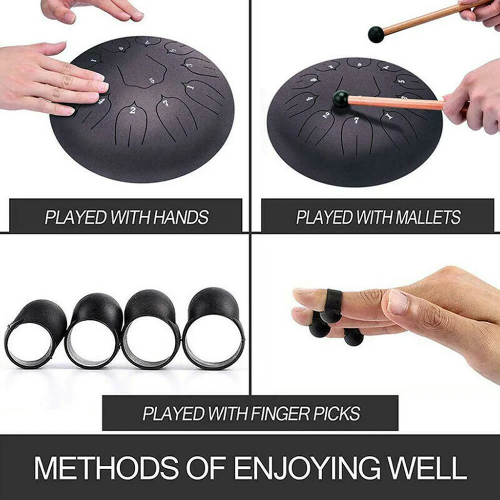 6 дюймов 8 Примечания Handpan язык барабан Mini 7 тон Сталь язык барабан CKey ручной сковорода барабан с барабанные палочки для переноски ударный инструмент